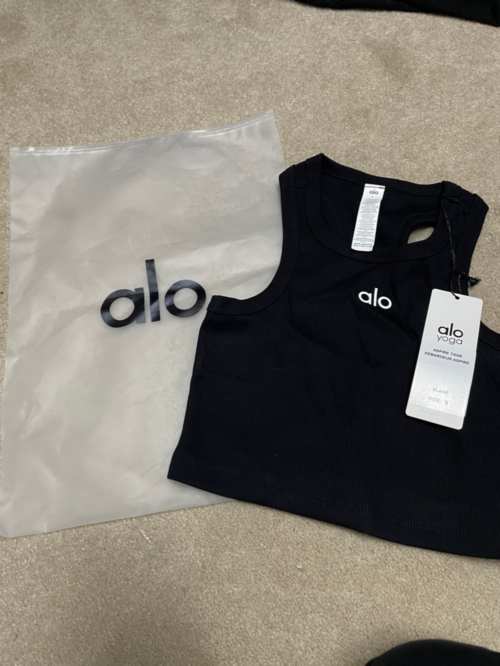 ALO Yoga Black Ribbed Aspire Tank
